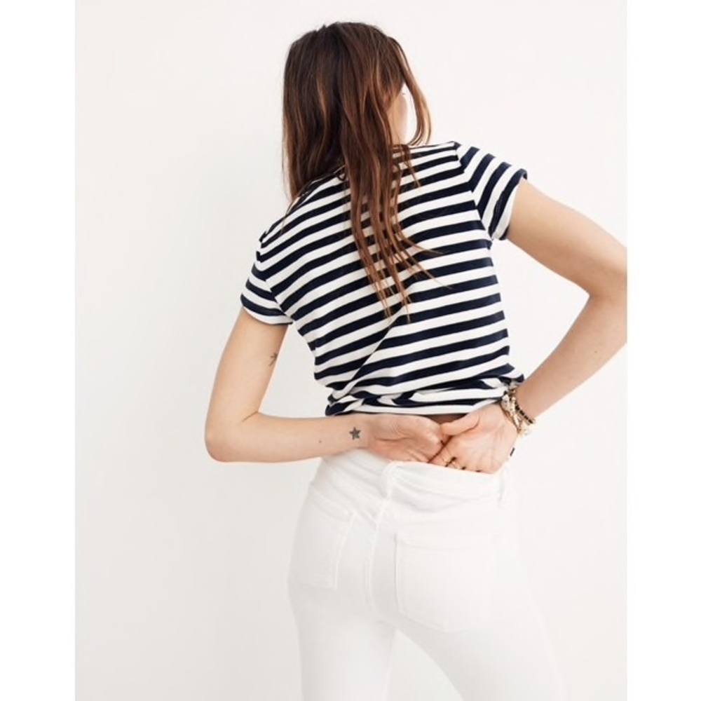 Velour crewneck tee in meg stripe -S - Picture 4 of 4